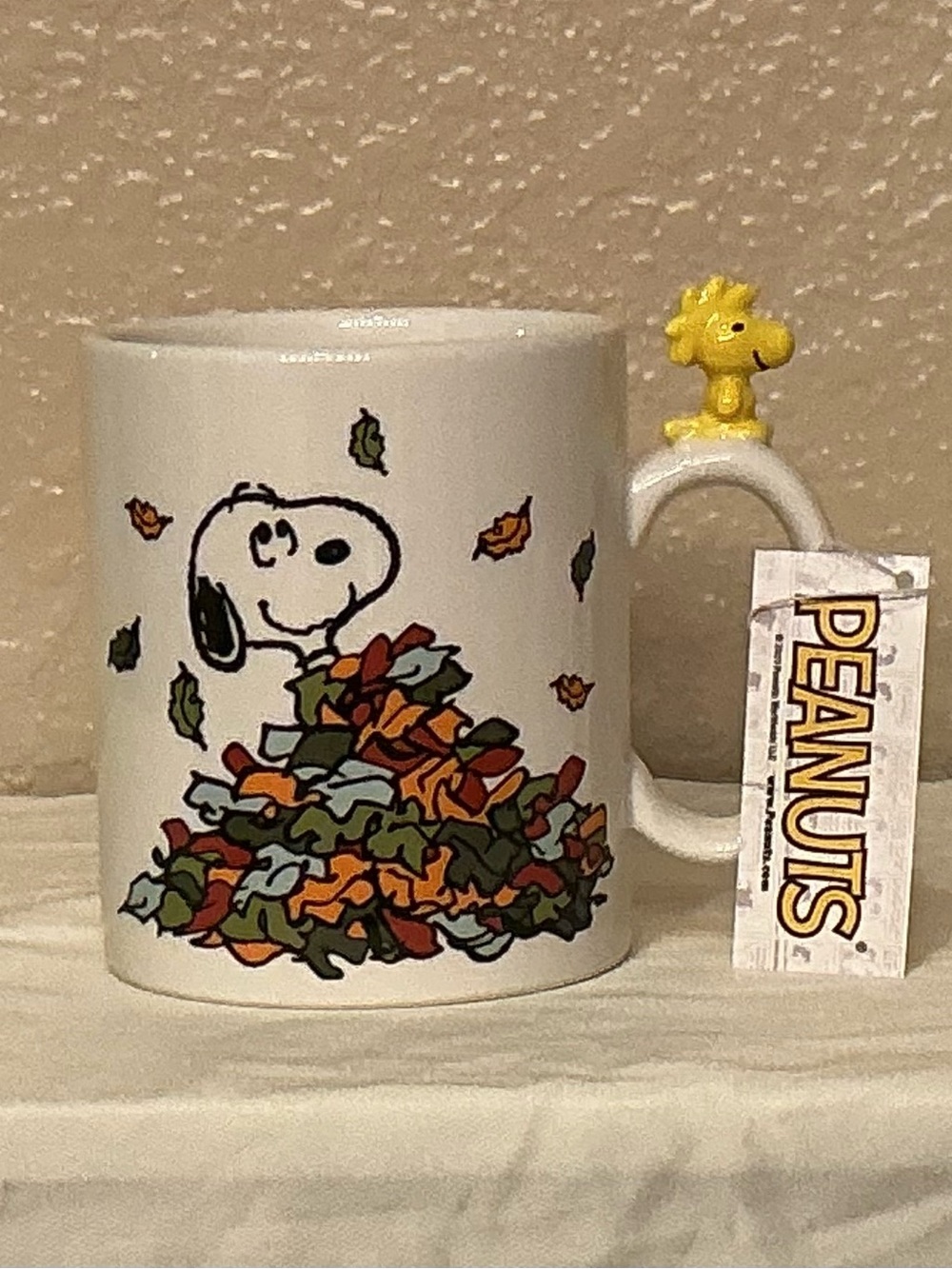 Peanuts Snoopy Fall Leaves Ceramic Coffee Mug with Woodstock